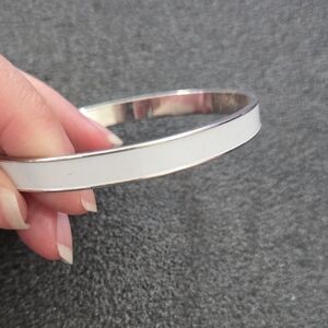 Monet Enamel White Silver Bangle Bracelet